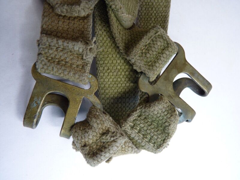 Original WW2 Pattern British Army L Straps Pair - 37 Pattern Webbing Haversack - The Militaria Shop