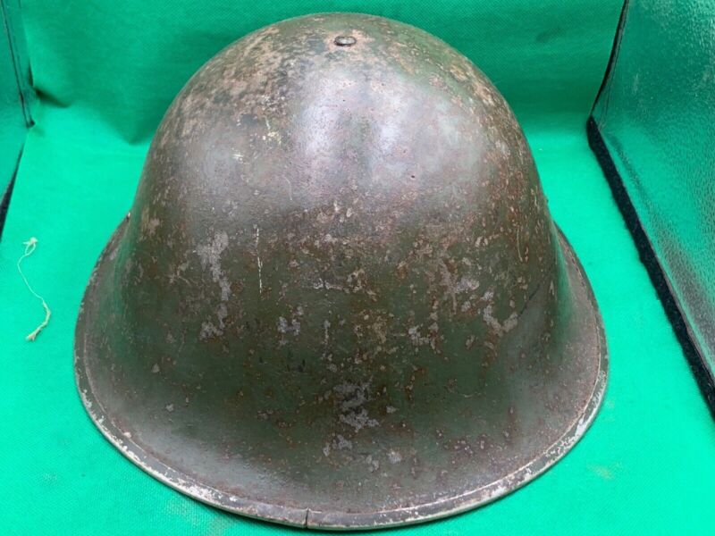 WW2 Canadian Army Mk3 Turtle Helmet - Original WW2 Helmet Shell - High Rivet - The Militaria Shop
