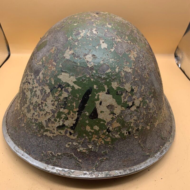 Original WW2 British / Canadian Army Mk3 High Rivet Turtle Army Combat Helmet - The Militaria Shop