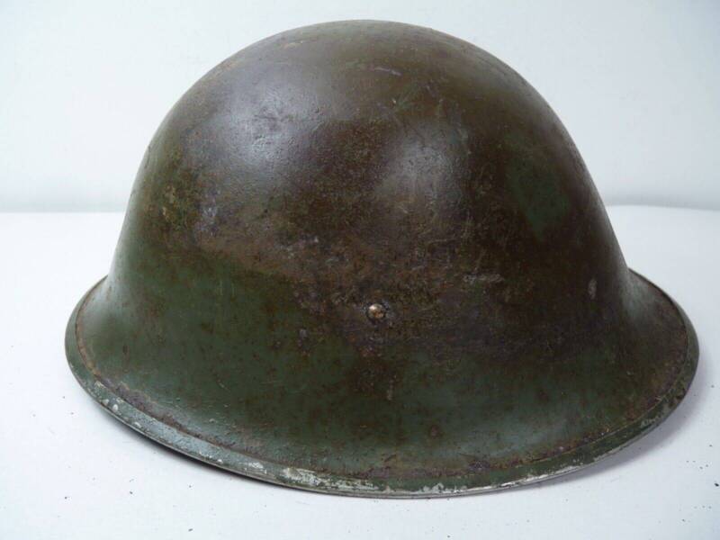 Original WW2 British / Canadian Army Mk3 High Rivet Turtle Army Combat Helmet - The Militaria Shop