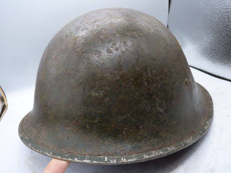Original WW2 British / Canadian Army Mk3 High Rivet Turtle Army Combat Helmet - The Militaria Shop