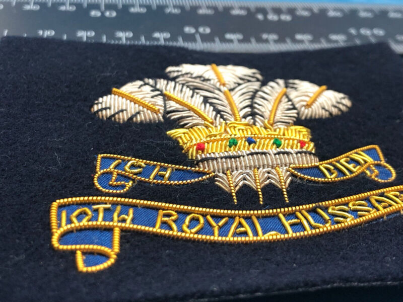 British Army Bullion Embroidered Blazer Badge - 10th Royal Hussars - The Militaria Shop