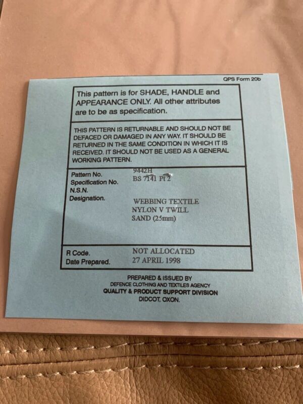 Original British Army Sealed Standard Patter - 9442H Webbing Textile Nylon Sand - The Militaria Shop
