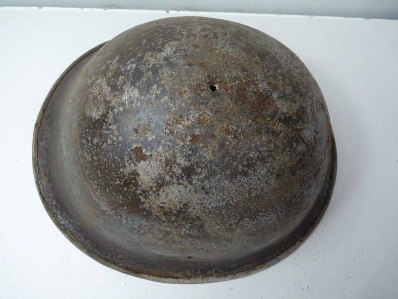 Original WW2 British / Canadian Army Mk3 High Rivet Turtle Army Combat Helmet - The Militaria Shop