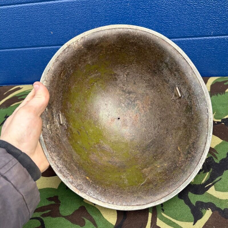 WW2 Canadian Army Mk3 Turtle Helmet - Original Helmet Shell - High Rivet - The Militaria Shop
