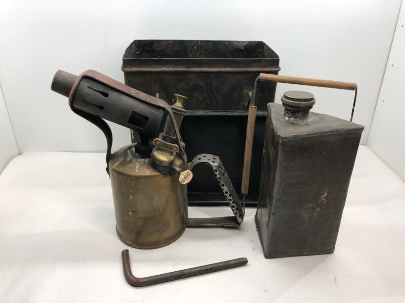 Vintage Brass Primus No 632 Blow Torch By B A Hjorth & Co Sweden & Box Set - The Militaria Shop