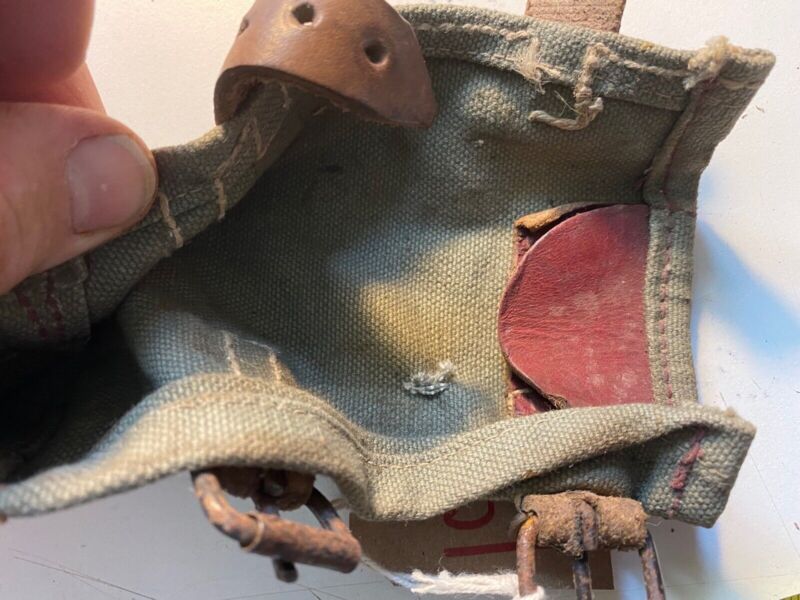 A canvas 1915 pattern Bulgarian Army issue pick-axe head cover. Lightly used. - The Militaria Shop