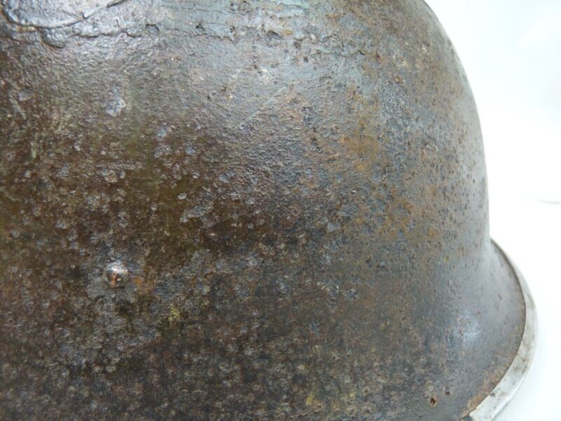 Original WW2 British / Canadian Mk3 Turtle Helmet Untouched Paint - The Militaria Shop