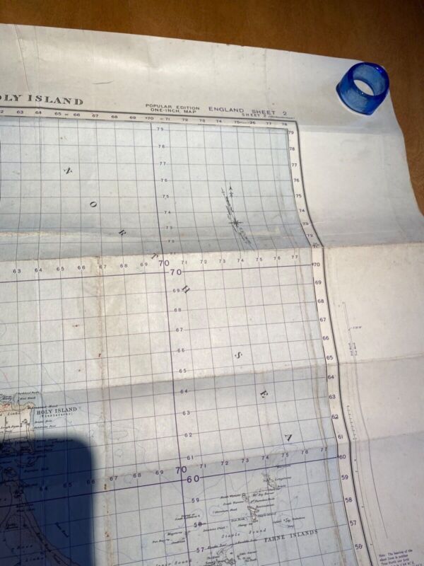 Large WW2 British Army - 1932 dated General Staff map of HOLY ISLAND. - The Militaria Shop