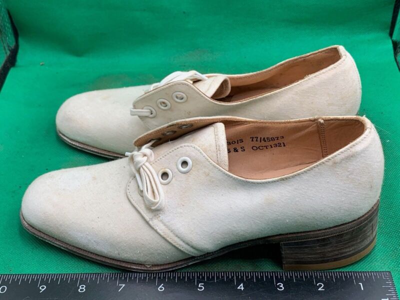 Original WW2 British Army Women's White Summer Shoes - ATS WAAF - Size 230s - The Militaria Shop