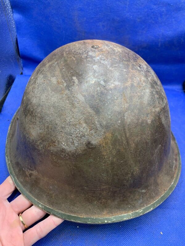 WW2 Canadian Army Mk3 Turtle Helmet - Original WW2 Helmet Shell - High Rivet - The Militaria Shop