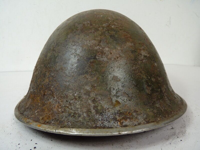 Original Mk3 Canadian / British Army WW2 Turtle Helmet High Rivet - The Militaria Shop