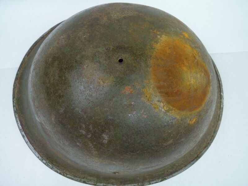 Original WW2 British / Canadian Mk3 Turtle Helmet Untouched Paint - The Militaria Shop