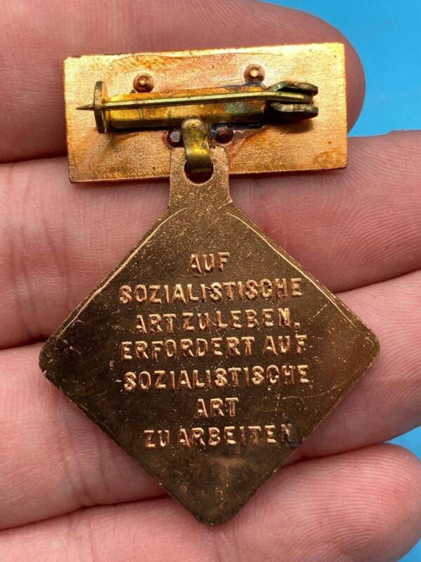 Genuine East German DDR Collective Socialist Work Labor Badge Red Box - The Militaria Shop