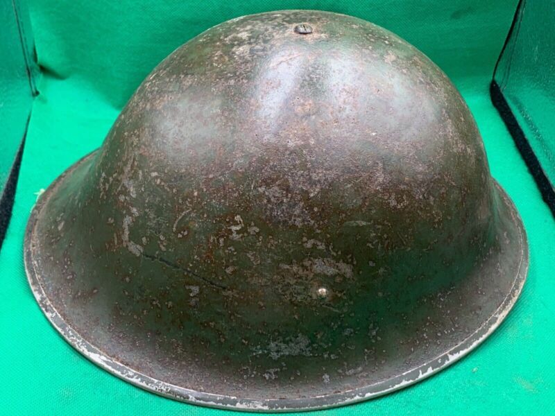 WW2 Canadian Army Mk3 Turtle Helmet - Original WW2 Helmet Shell - High Rivet - The Militaria Shop