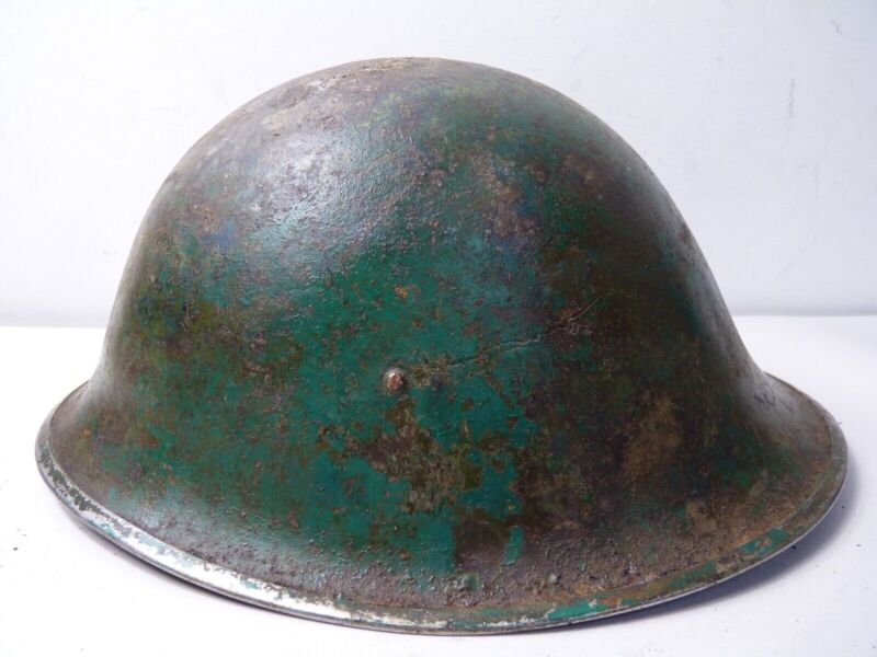 Mk3 Canadian / British Army Original WW2 Turtle Helmet High Rivet - Camouflaged - The Militaria Shop