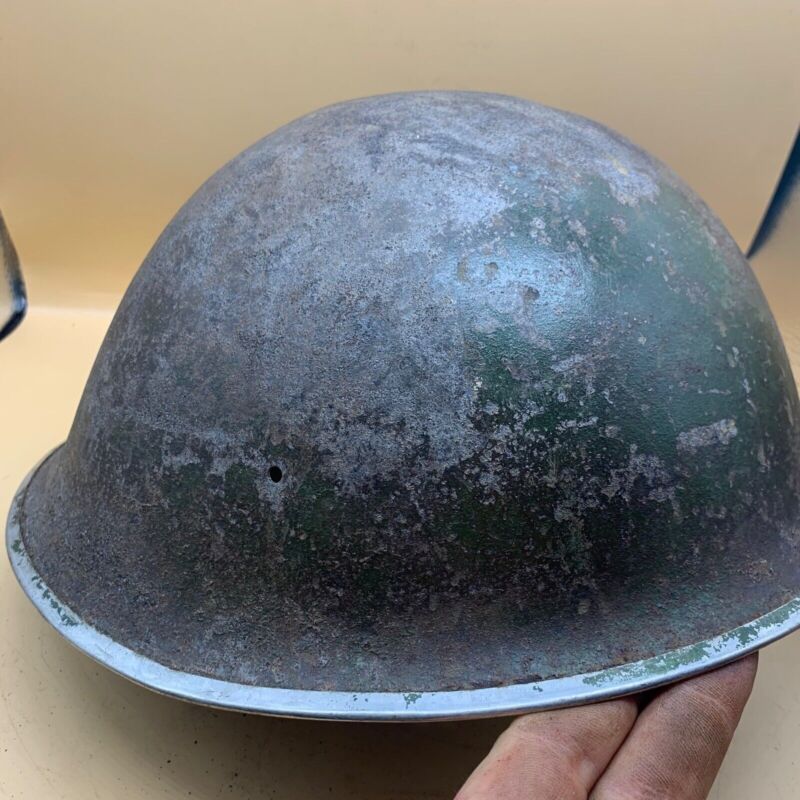 Original WW2 British / Canadian Army Mk3 High Rivet Turtle Army Combat Helmet - The Militaria Shop