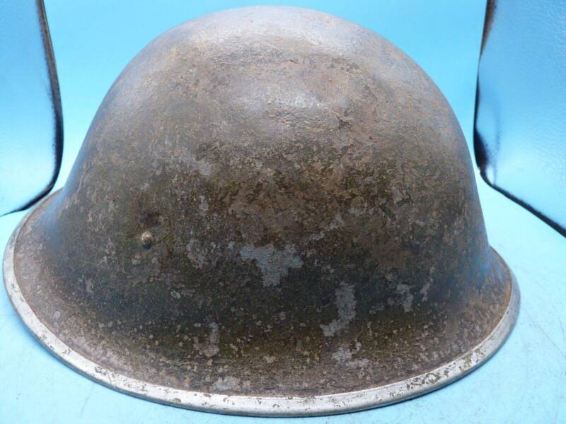 Original WW2 British / Canadian Army Mk3 High Rivet Turtle Army Combat Helmet - The Militaria Shop