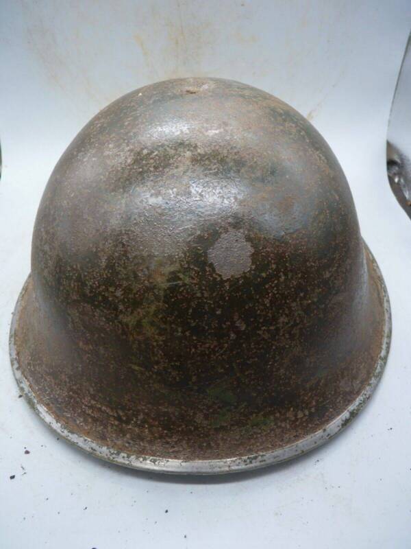 Original WW2 British / Canadian Army Mk3 High Rivet Turtle Army Combat Helmet - The Militaria Shop