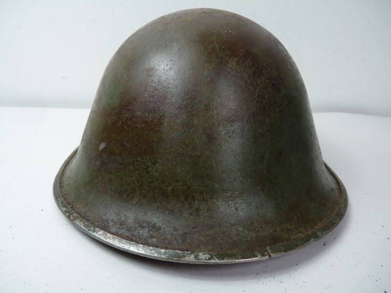 Original WW2 British / Canadian Army Mk3 High Rivet Turtle Army Combat Helmet - The Militaria Shop