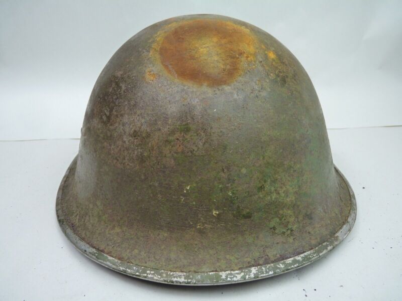 Original WW2 British / Canadian Mk3 Turtle Helmet Untouched Paint - The Militaria Shop