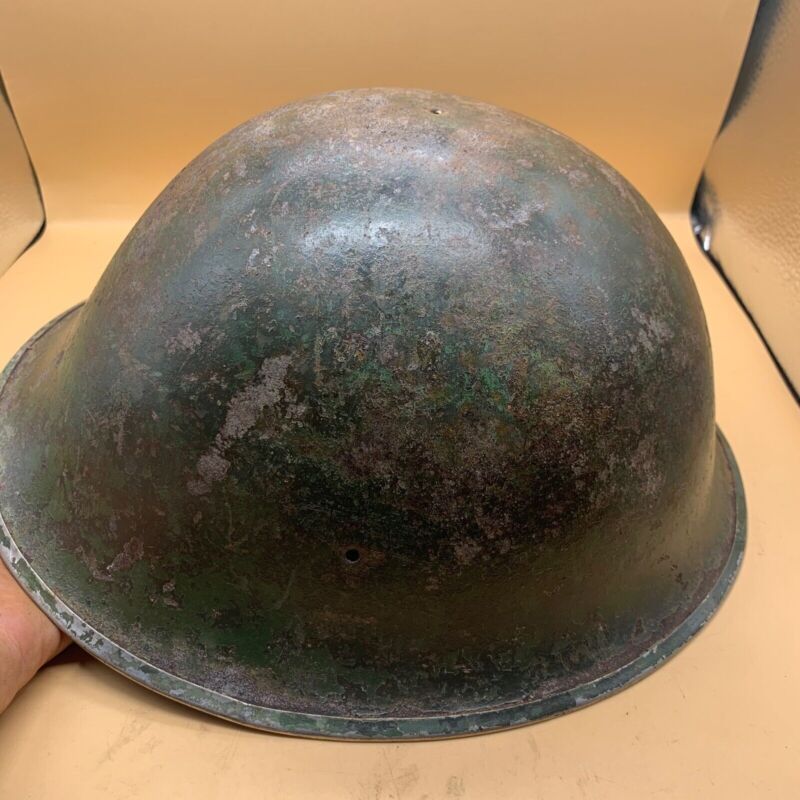 Original WW2 British / Canadian Army Mk3 High Rivet Turtle Army Combat Helmet - The Militaria Shop