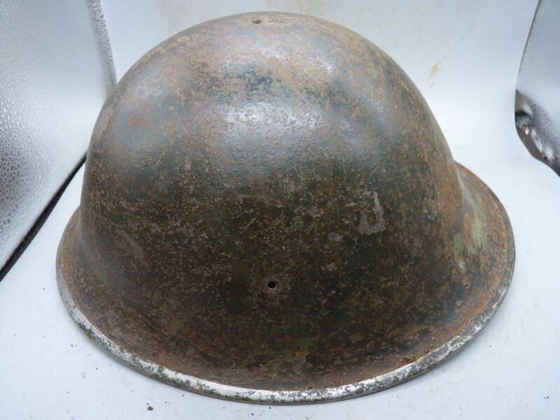 Original WW2 British / Canadian Army Mk3 High Rivet Turtle Army Combat Helmet - The Militaria Shop
