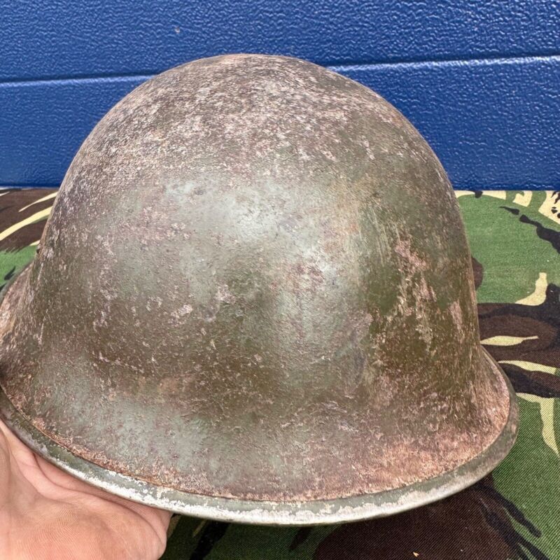 WW2 Canadian Army Mk3 Turtle Helmet - Original Helmet Shell - High Rivet - The Militaria Shop