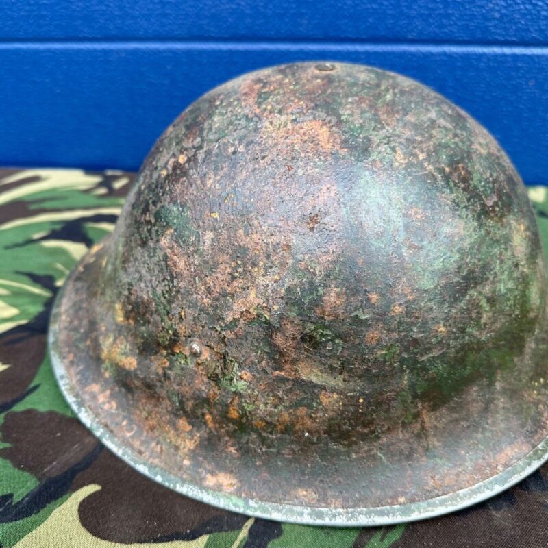 WW2 Canadian Army Mk3 Turtle Helmet - Original Helmet Shell - High Rivet - The Militaria Shop
