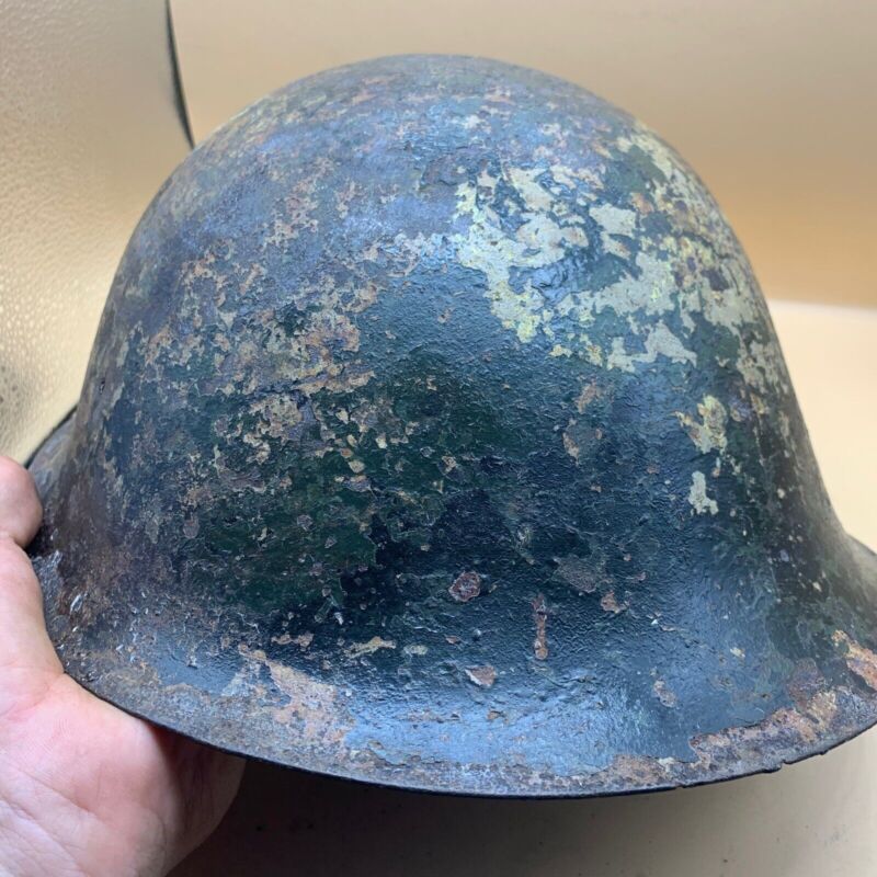 Original WW2 British / Canadian Army Mk3 Hight Rivet Turtle Army Combat Helmet - The Militaria Shop