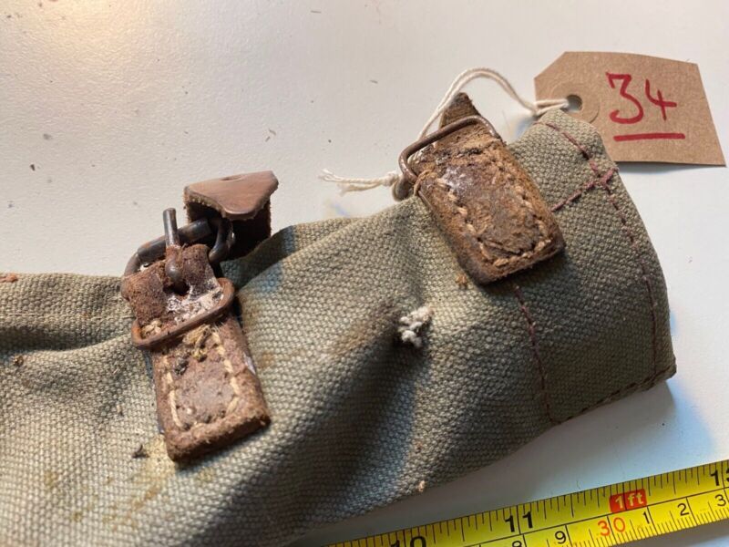 A canvas 1915 pattern Bulgarian Army issue pick-axe head cover. Lightly used. - The Militaria Shop