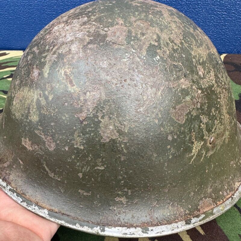 WW2 Canadian Army Mk3 Turtle Helmet - Original Helmet Shell - High Rivet - The Militaria Shop