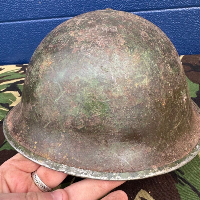 WW2 Canadian Army Mk3 Turtle Helmet - Original Helmet Shell - High Rivet - The Militaria Shop