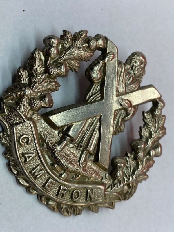 Original WW1 / WW2 British Army Cameron Highlanders Regiment Cap Badge - The Militaria Shop