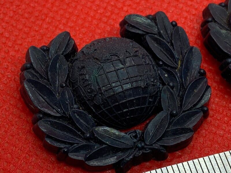 WW2 British Army Royal Marines Matching Collar Badges - Plastic Economy Issue - The Militaria Shop