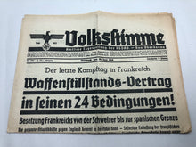 Charger l&#39;image dans la galerie, Original WW2 German NSDAP VOLKSSTIMME Political Newspaper - 26th June 1940
