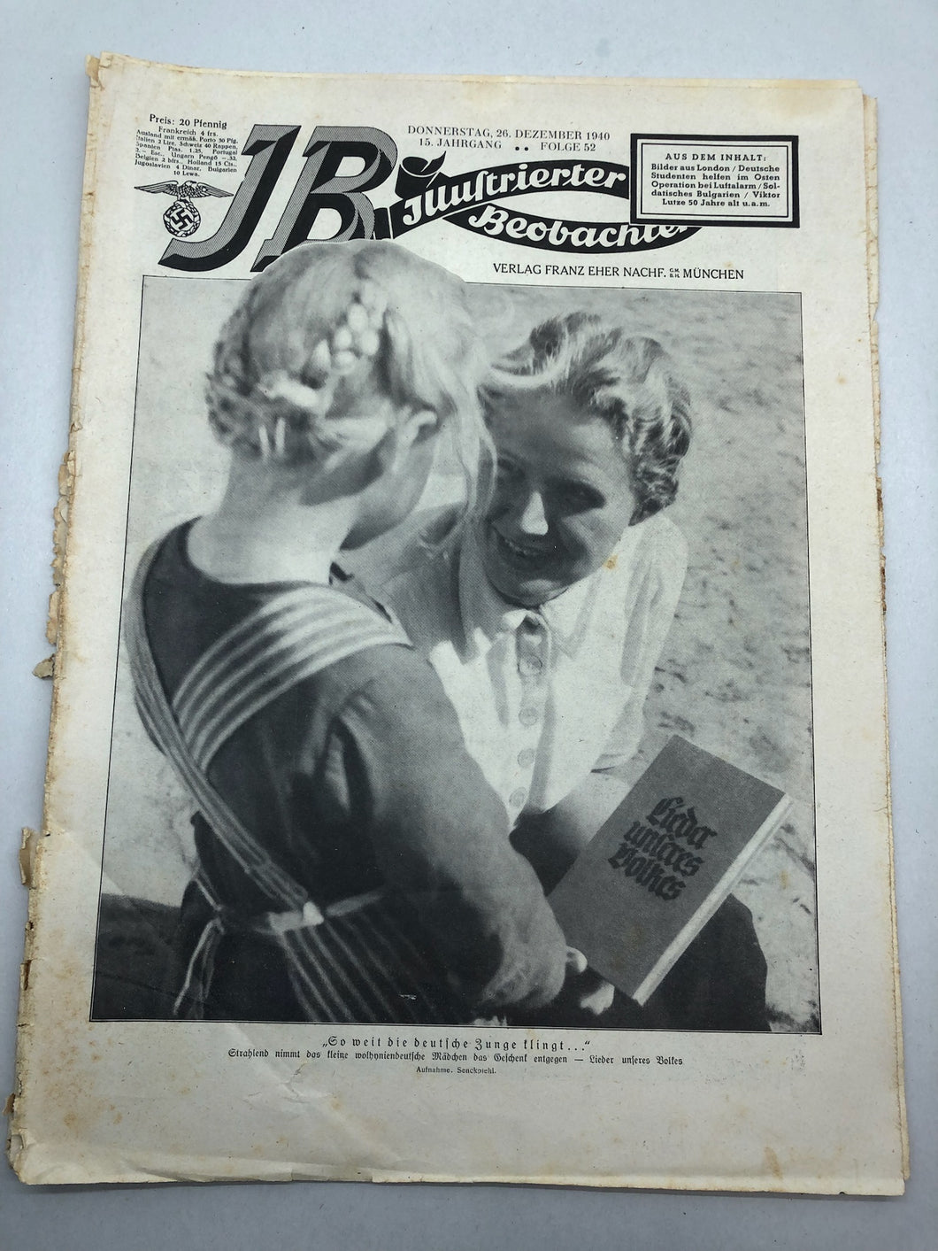 JB Juustrierter Beobachter NSDAP Magazine Original WW2 German - 26th December 1940