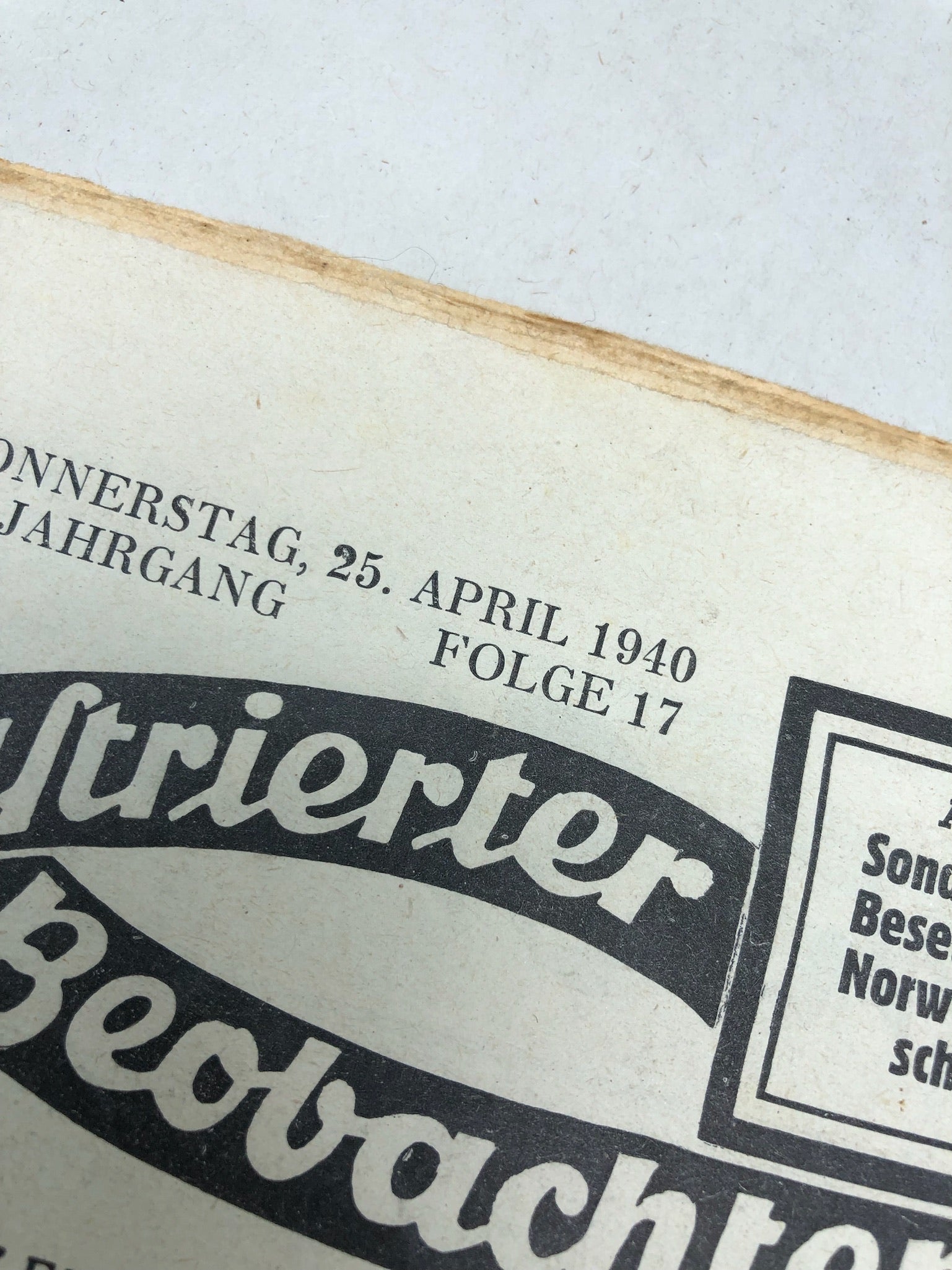 JB Juustrierter Beobachter NSDAP Magazine Original WW2 German - 25 April 1940 - The Militaria Shop