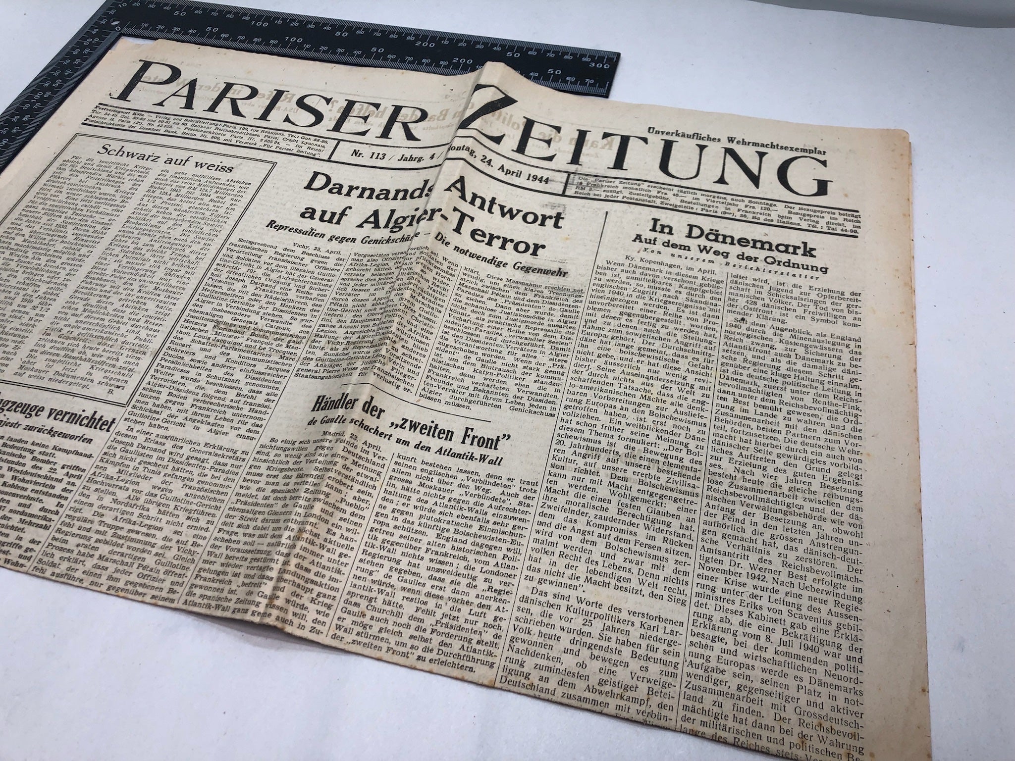 Original WW2 German Political Newspaper - 24th April 1944 - The Militaria Shop