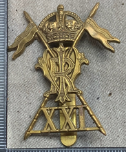 Load image into Gallery viewer, Original WW1 British Army 21st Lancers Cap Badge
