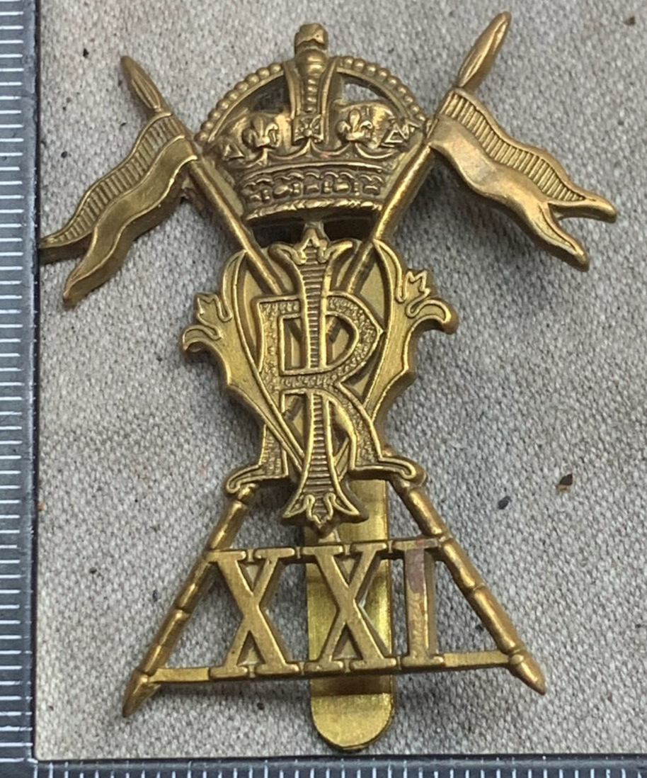 Original WW1 British Army 21st Lancers Cap Badge