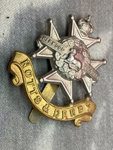 Load image into Gallery viewer, Original British Army WW1 / WW2 Notts &amp; Derby Regiment Cap Badge
