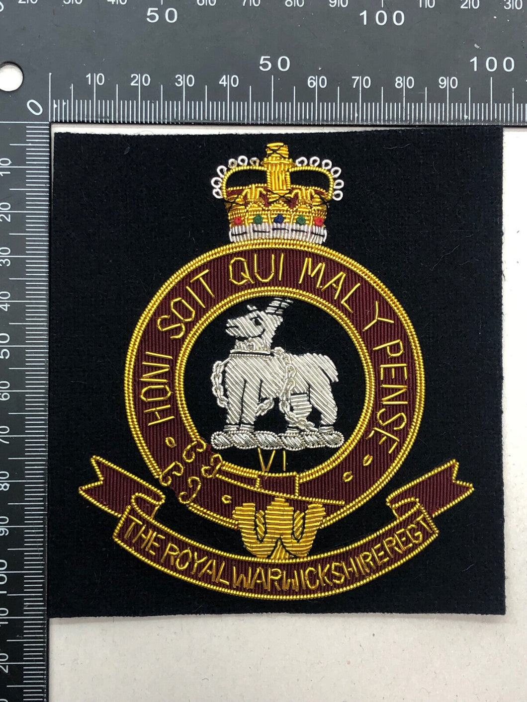 British Army Bullion Embroidered Blazer Badge - The Royal Warwickshire Regiment