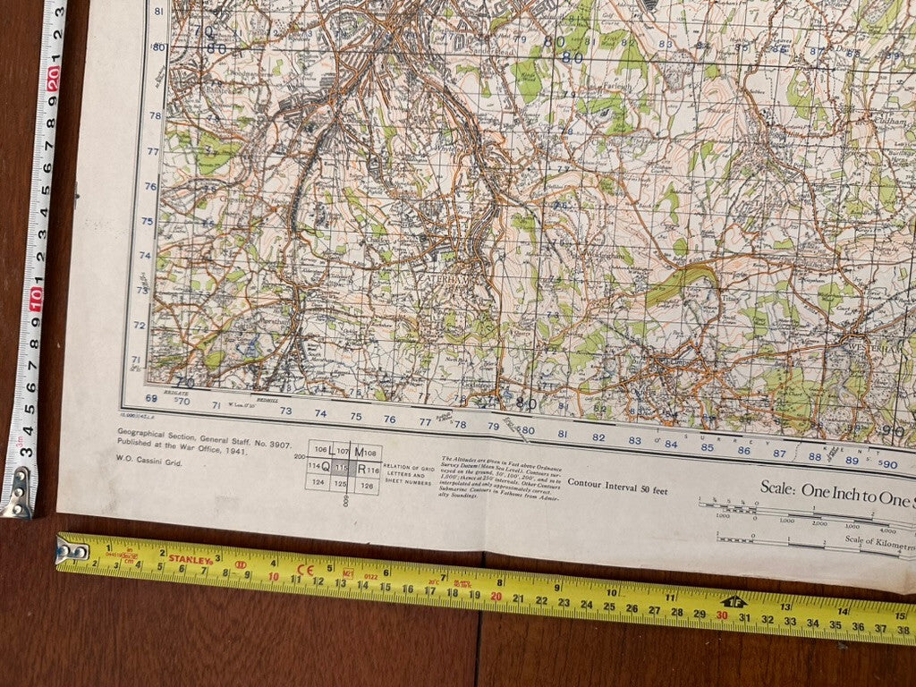 Original WW2 British Army GSGS OS Map of England - S.E London & Sevenoaks - The Militaria Shop