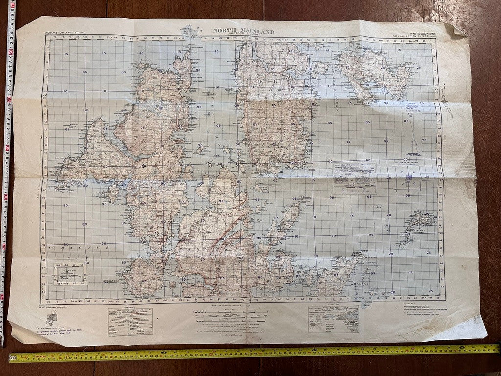 Original WW2 British Army GSGS Map of Scotland - North Mainland Shetland Islands - The Militaria Shop