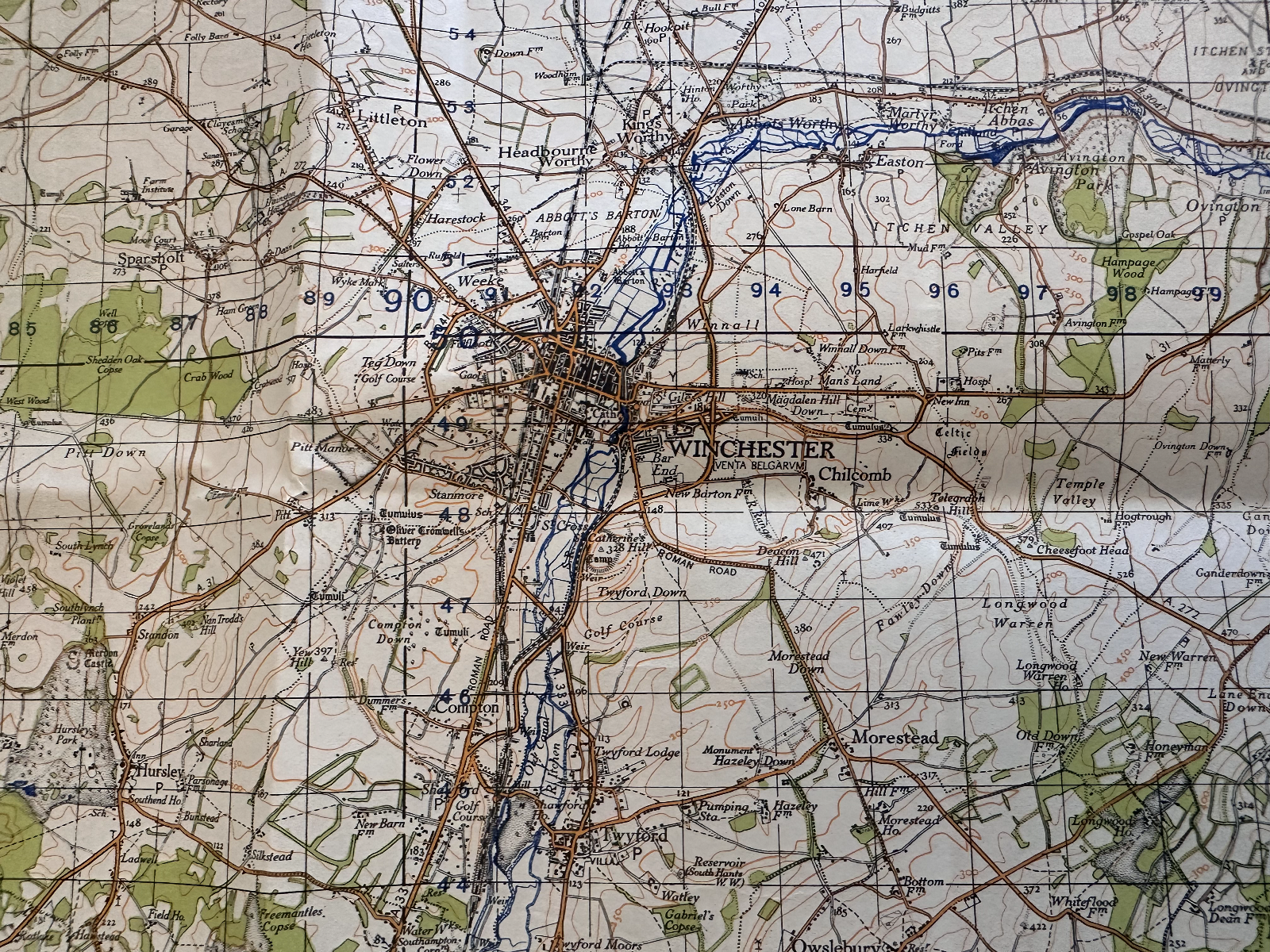 Original WW2 British Army GSGS OS Map of England & Wales - Winchester - The Militaria Shop