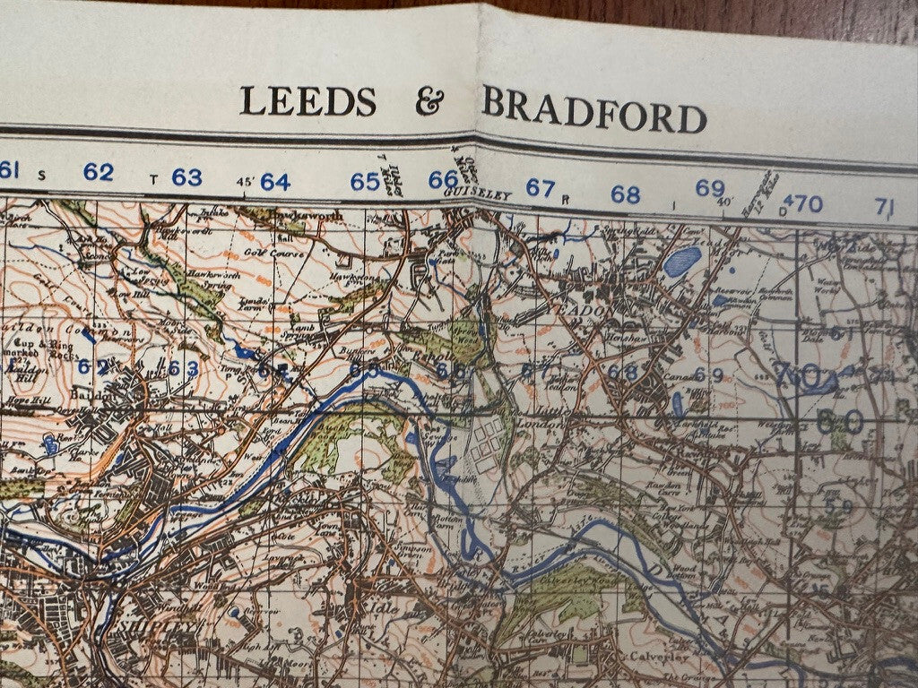 Original WW2 British Army GSGS OS Map of Great Britain - Leeds & Bradford - The Militaria Shop