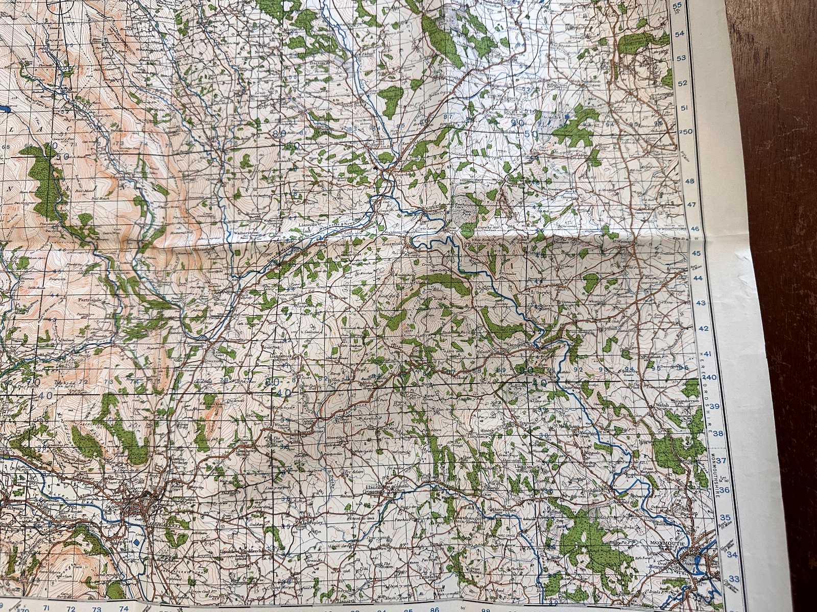 Original WW2 British Army GSGS OS Map of England & Wales - Abergavenny - The Militaria Shop
