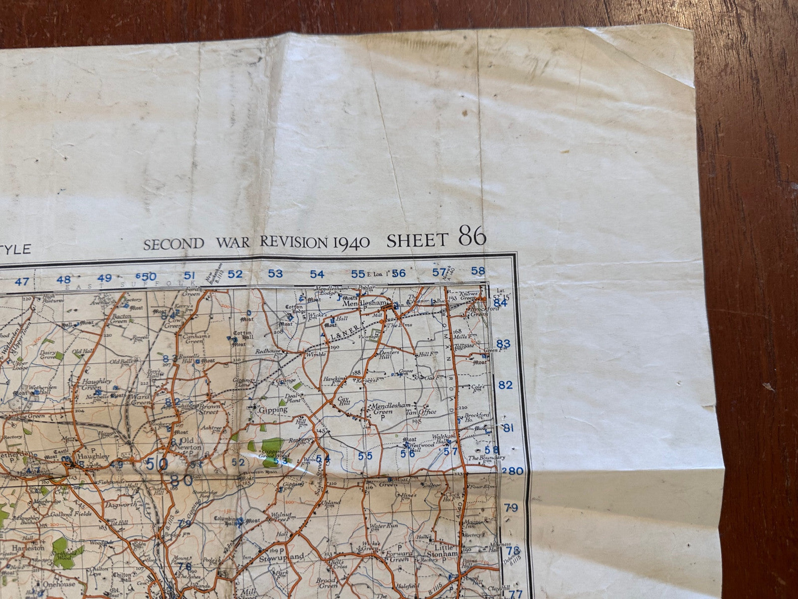 Original WW2 British Army GSGS OS Map of England - Bury St Edmunds & Sudbury - The Militaria Shop