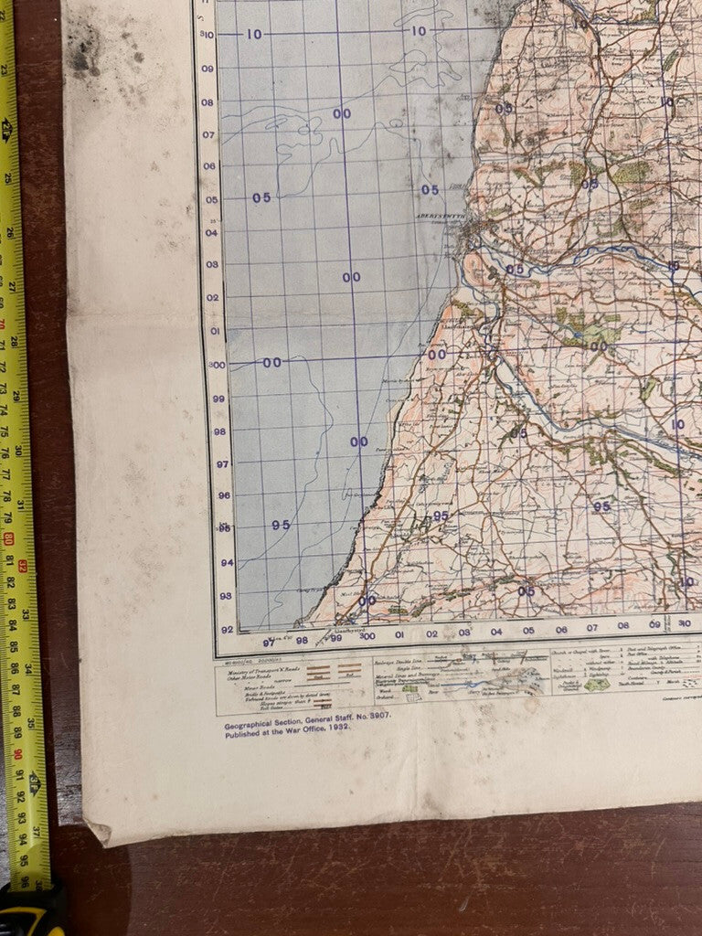 Original WW2 British Army GSGS OS Map of Great Britain - Barmouth & Aberystwtrh - The Militaria Shop